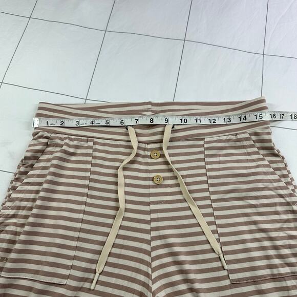 Lates by Kate Pajama Pants Womens Medium Tan Cream Striped Lounge Soft Jogger - Picture 5 of 10
